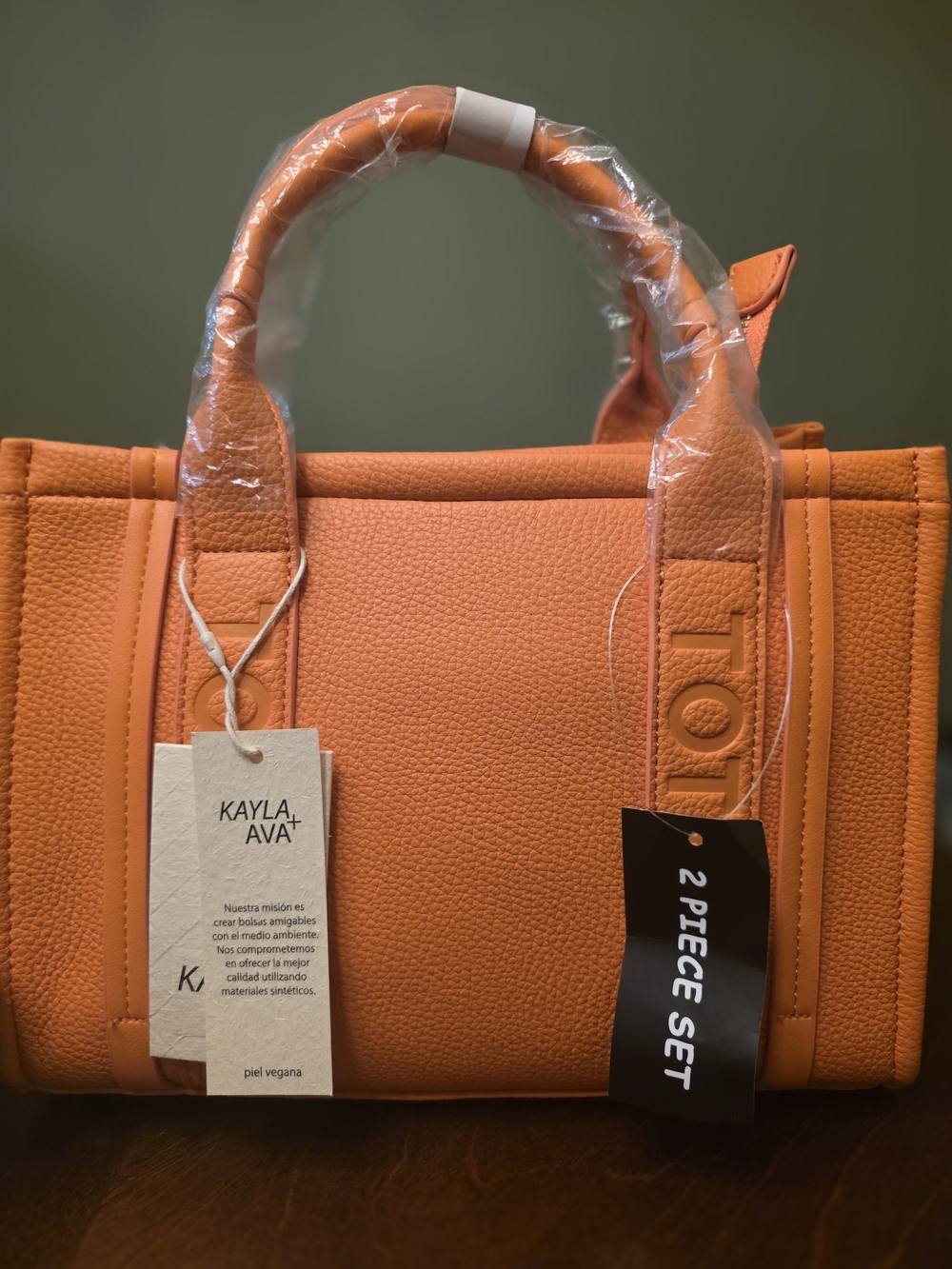 Orange Vegan Leather Tote Bag